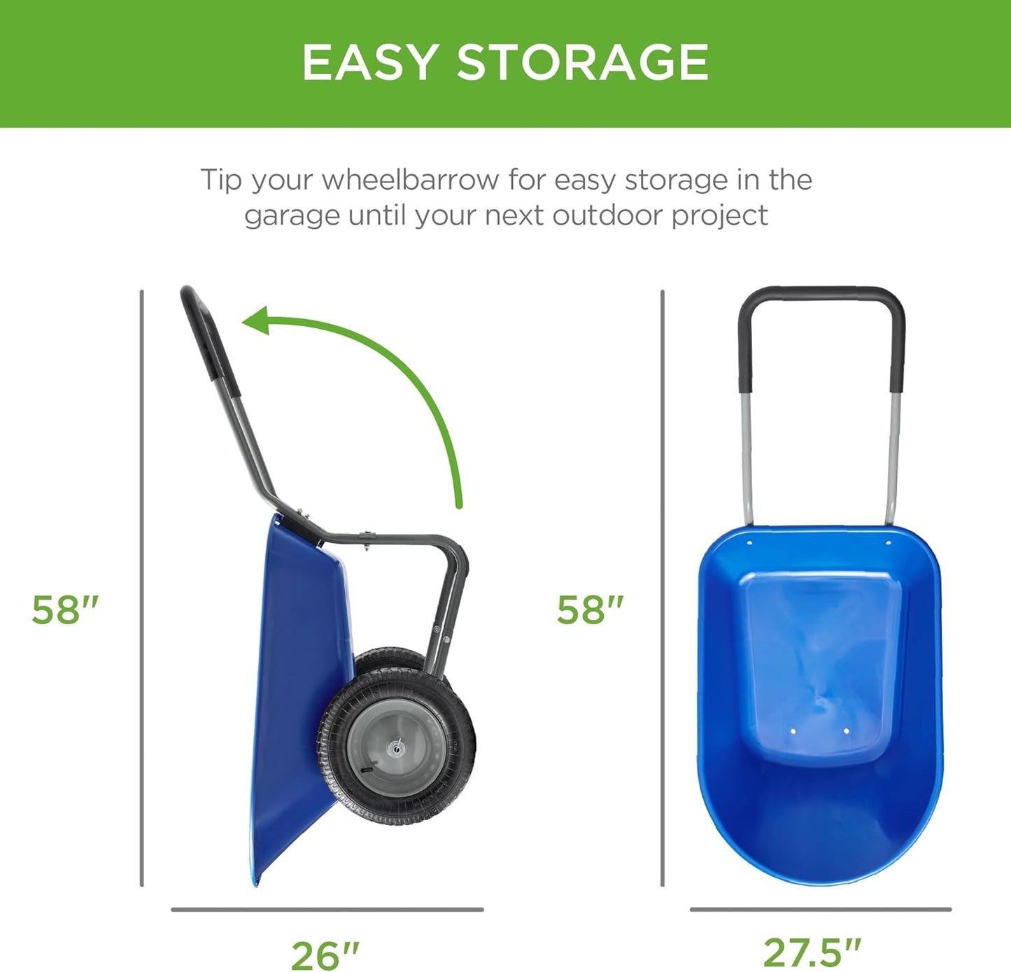 Best Choice Products Dual-Wheel Home Utility Yard Wheelbarrow Garden Cart w/Built-in Stand for Lawn, Gardening, Construction - Blue