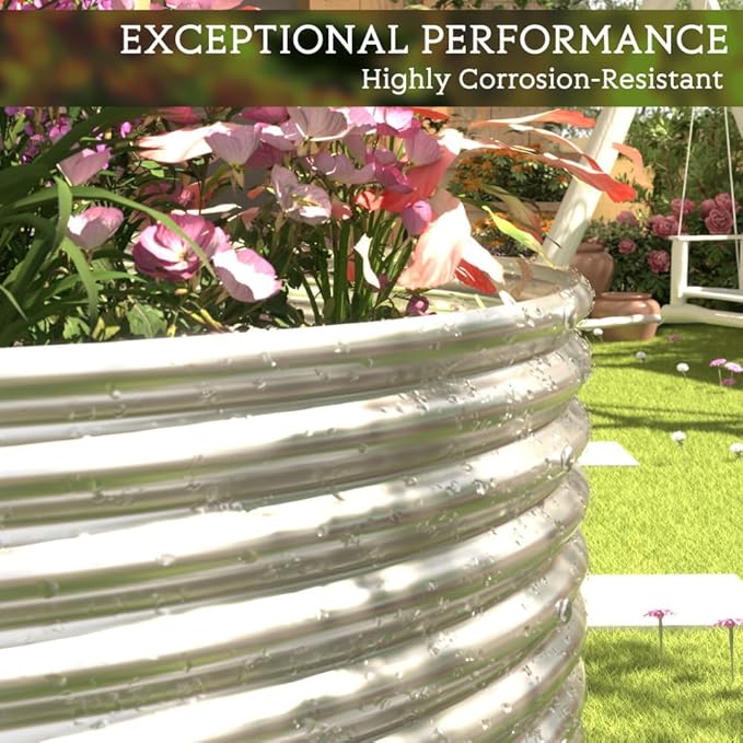 2 Pack Tall 8x4ft Galvanized Raised Garden Bed Outdoor,Metal Garden Bed for Vegetables,Steel Raised Beds for Gardening,Above Ground Garden Box for Flower