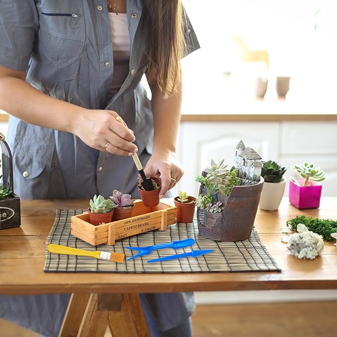 Andiker Mini Garden Tool Set, 12pcs Portable Gardening Hand Tools Set, Multiple Miniature Succulent Tools Set Easy to Carry for Seedlings, Bonsai, Succulents, Terrariums and Planting