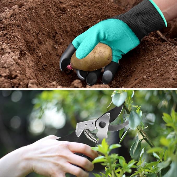 Garden Tools Set with 3 Pcs Aluminum Gardening Tools, 1 Pc Pruning Shear, 1 Pc Mister Spray Bottle, 1 Pc Foam Kneeler，1 Pair Garden Gloves with Claws and 1 Pc Gardener Bag, Gifts for Mom Dad