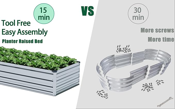 Galvanized Raised Garden Bed,2 Pcs 10×3×1FT Metal Planting Box for Outdoor Vegetable, Herb,Planter Gardening (Silver)