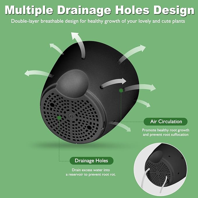 6 Inch Orchid Pots with Holes, 2 Pack Self Watering Planters for Orchids Plastic Orchid Pot Plant Flower Pots for Orchids Indoor Outdoor (Black with Brown)