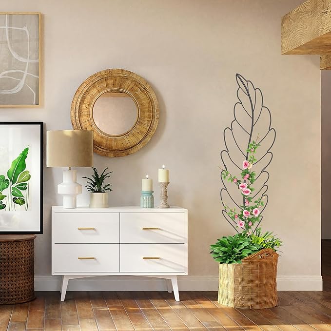 3 Pack Metal Garden Trellis for Climbing Plants, Black Metal Garden Trellis for Vines Plant Rose Vegetable Support,Large Decorative Outdoor Trellis