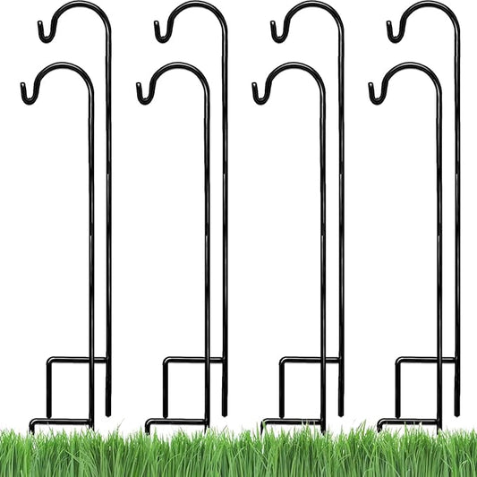 Ashman Shepherd's Hooks 35 Inch (8 Pack), Black, Made of Premium Metal for Hanging Solar Lights, Bird Feeders, Mason Jars, Christmas Lights, Lanterns, Garden Stakes and Wedding Décor.