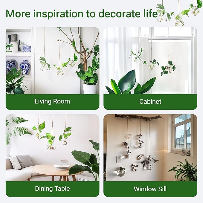 Glass Hanging Planter Plant Terrarium Hanging Propagation Station Container for Hydroponic Plants Home Garden Decor 3 Type