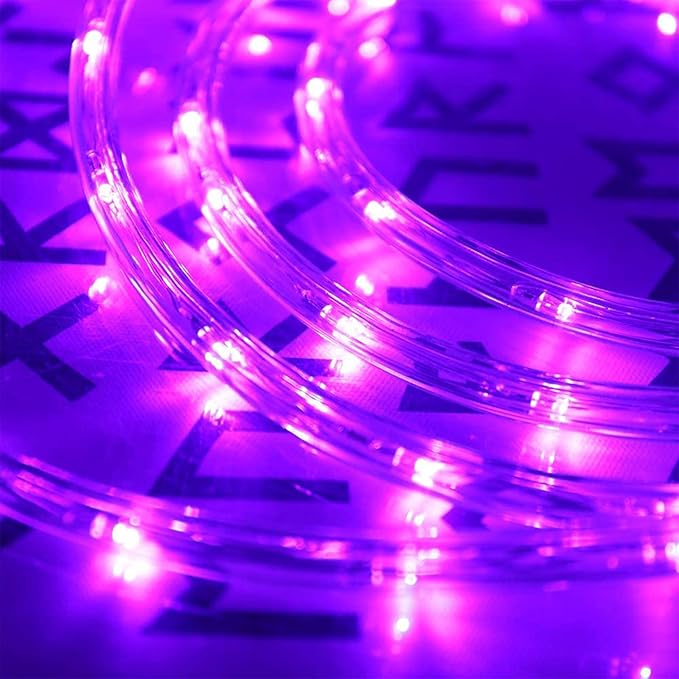 50ft 360 LED Rope Lights Outdoor, Connectable and Flexible Tube Lights with 8 Modes, Waterproof Indoor Outdoor LED Rope Lighting for Deck, Garden, Pool, Patio, Indoor Outdoor Decorations (Purple)