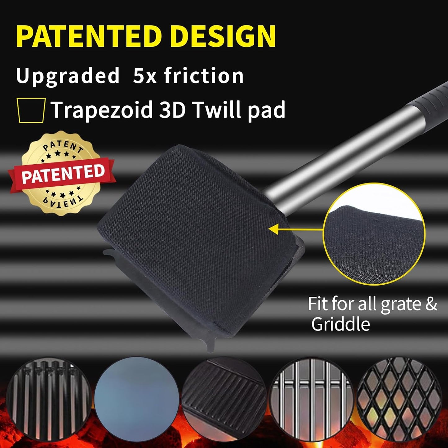 Grill Brush Bristle Free,(Only Replaceable Cleaning Head No Grill Brush)-Black