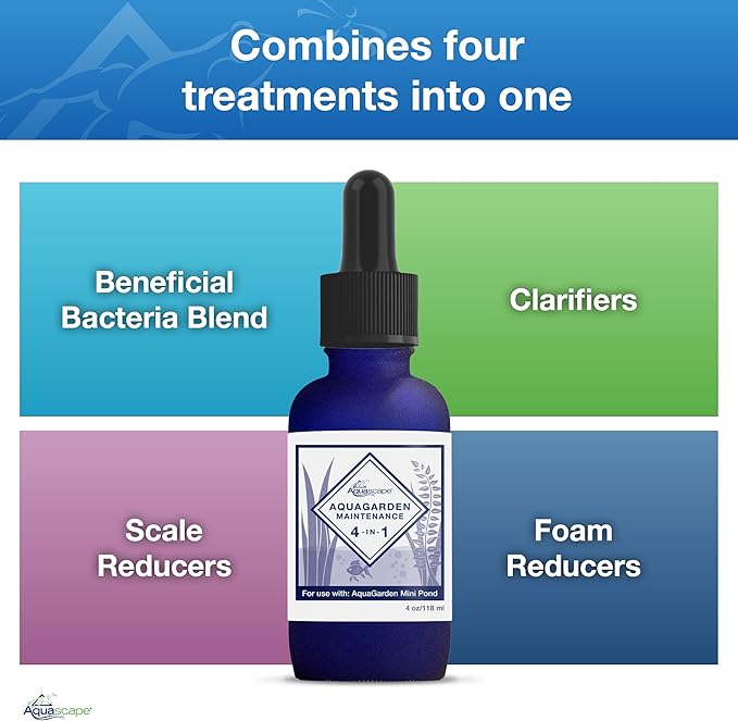 Aquascape AquaGarden Pond and Fountain Maintenance Water Treatment, 4-in-1, 4 oz, 96098