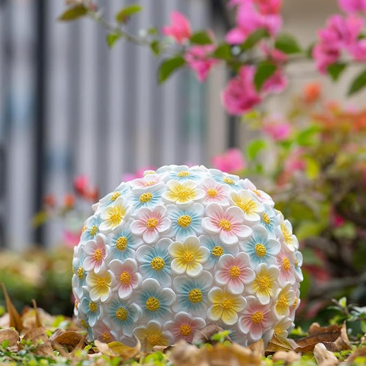 Garden Solar Lights Outdoor Decorative,Colored Resin Flower Solar Globe Lights,Upgraded Waterproof Multicolor Ball Lights for Yard Pathway Patio Lawn Outside Decor