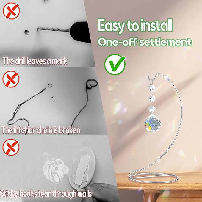 9-Inch Sympathy Gifts for Loss of Loved One,Memorial Gifts,40mm Crystal Suncatcher,Bereavement Gift Ideas,Condolences Gift for Mom Dad Friend Son Daughter Dog,Silver Stand and a Sympathy Card