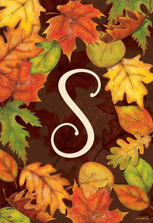Briarwood Lane Fall Leaves Monogram Letter S Garden Flag