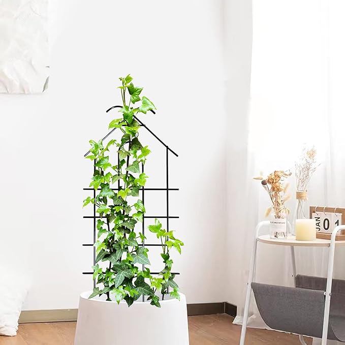 ARIFARO 32'' Metal Garden Trellis for Climbing Plants, Indoor/Outdoor Sturdy Plant Trellis for Potted Plants,House Plants, Climbing Vines, Pack of 4, Black