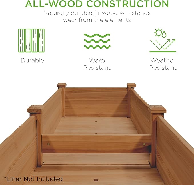 Best Choice Products 72x23x30in Raised Garden Bed, Elevated Wood Planter Box Stand for Backyard, Patio, Balcony w/Divider Panel, 6 Legs, 300lb Capacity - Acorn Brown