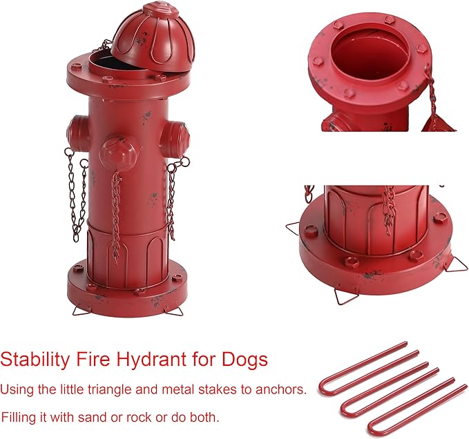 16.5" H Metal Fire Hydrant for Dogs to Pee On, Vintage Dog Fire Hydrant Pee Post for Outdoor Decor