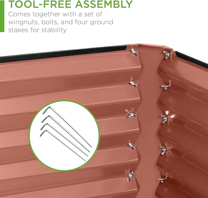 Best Choice Products 8x4x2ft Outdoor Metal Raised Garden Bed, Deep Root Planter Box for Vegetables, Flowers, Herbs, and Succulents w/ 478 Gallon Capacity - Terracotta