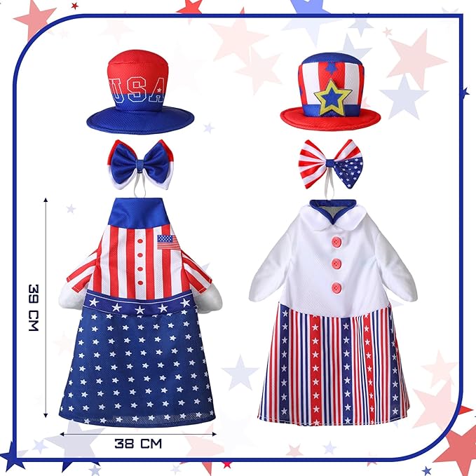 Frienda 2 Set Porch Goose Outfits Clothes 23 Inch Garden Raincoat Flag Bee Fishing Style Goose Costume for Lawn Patio Valentine's Day Decor