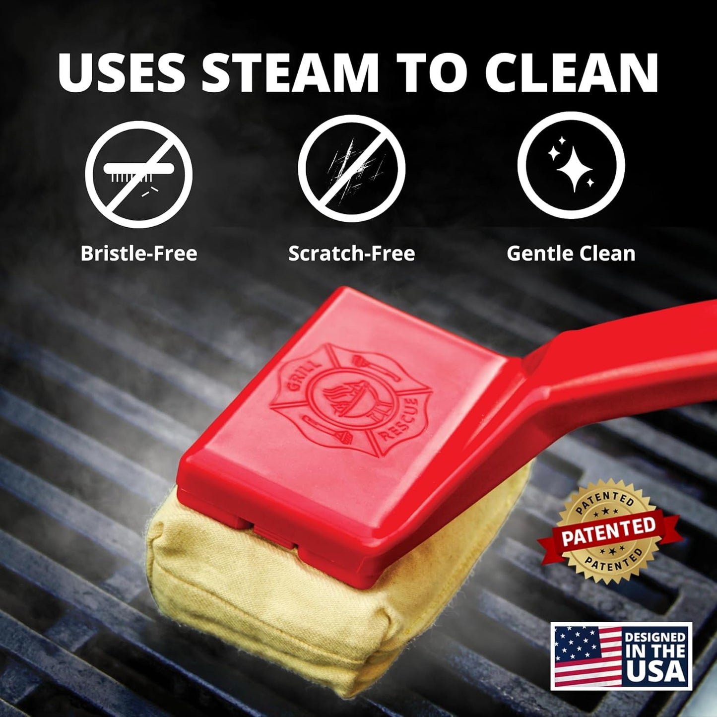 Grill Rescue BBQ Replaceable Cleaning Head, Bristle Free - Durable and Unique Grill Tools for Cast Iron or Stainless-Steel Grates, Barbecue Cleaner (Replaceable Head)