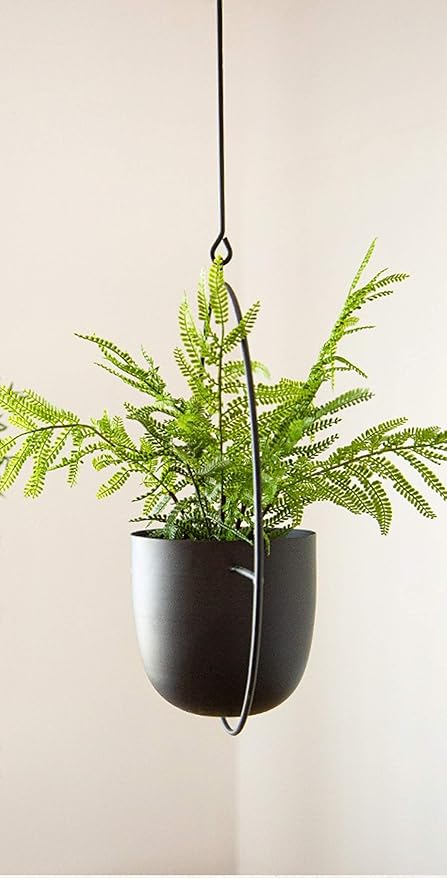 Boho Black Metal Plant Hanger,Metal Wall and Ceiling Hanging Planter, Modern Planter, Mid Century Flower Pot Plant Holder, Minimalist Planter for Indoor Outdoor Home Decor