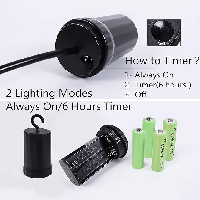 Battery Operated Hanging Light with 6 Hours Timer, Outdoor Indoor Decorative Lantern Chandelier Pendent Haning Metal Black Hanging Lamp Backyard Decor for Patio Bar Yard Garden Porch Home