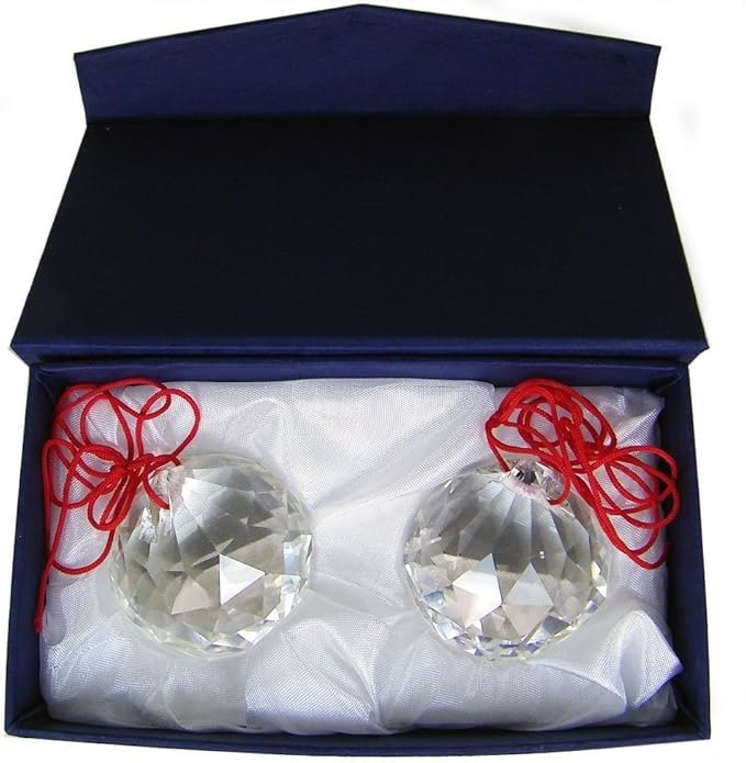 Amlong Crystal 40mm Clear Suncatcher Crystal Ball Prisms Feng Shui with Gift Box, Set of 2