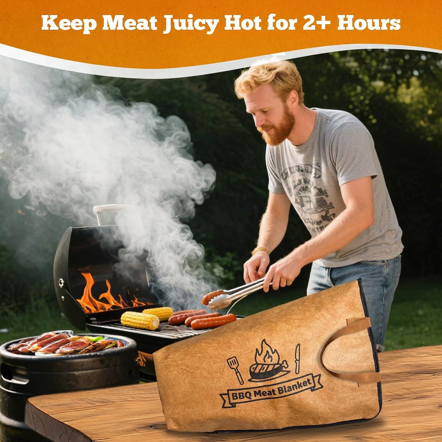 BBQ Blanket for Resting Meat,Reusable Smoker Grilling Bag Insulated Resting Bag with Wide Mouth,BBQ Accessories for Large Brisket,Beef,Turkey,Pork (21in)