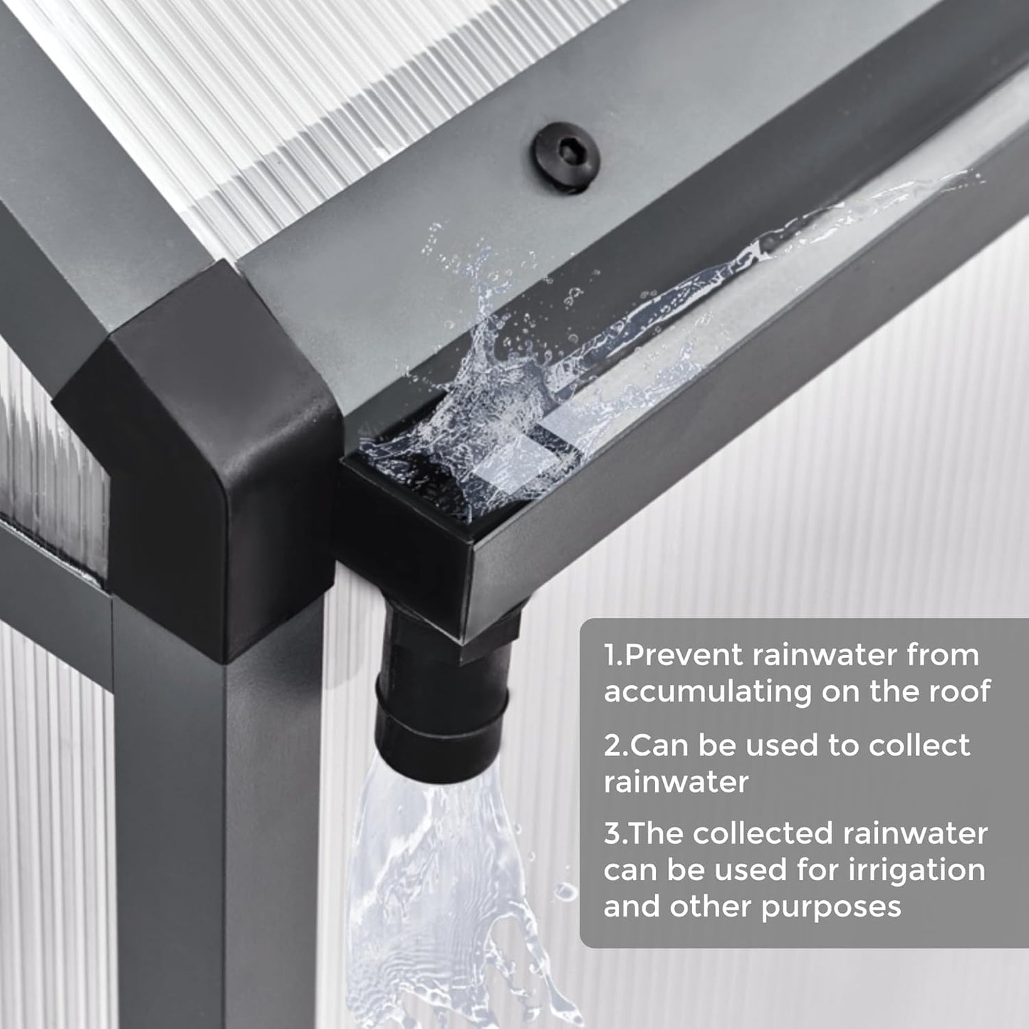 6 x 8 FT Aluminum Greenhouse for Outdoors, Polycarbonate Walk-in Greenhouse with Quick Setup Structure and Adjustable Roof Vent, Dark Gray