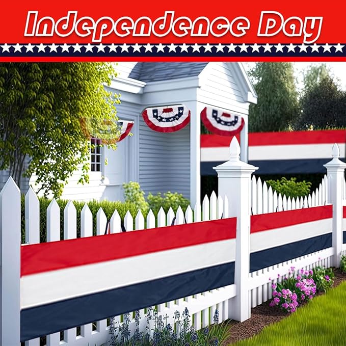 2Pack American Bunting Flag 2x20Ft USA Patriotic Banner Flag Decor Porch Outdoor Red,White & Blue Decorations 4th of July Bunting Decorate Home Garden Outside Décor Independence Day Memorial Days