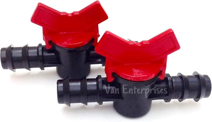 2PK of 3/8" ID PVC Ball Valves Hose Barb Connectors (3/8” ID) for Drip Irrigation Hoses and Aquariums [Various