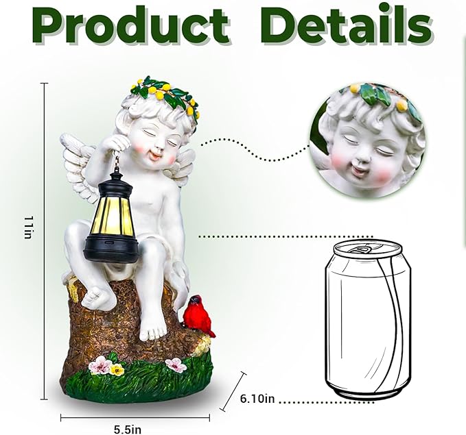 Angel Gifts for Women, Solor Statue for Garden, Angel Figurine with Lantern Lights, Outdoor Decorations for Yard Lawn Patio, Gifts for Mom Grandma Mother in Law Gardener Mother'Day