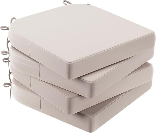 AAAAAcessories Outdoor Seat Cushions for Chairs, Waterproof, Fade-Resistant Patio Furniture Replacement Cushions, 17" x 16" x 2", Set of 4, Khaki Beige