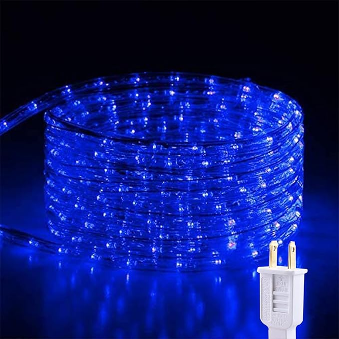 50ft 360 LED Rope Lights Outdoor, Connectable and Flexible Tube Lights with 8 Modes, Waterproof Indoor Outdoor LED Rope Lighting for Deck, Garden, Pool, Fences,Patio, Indoor Outdoor Decorations (Blue)