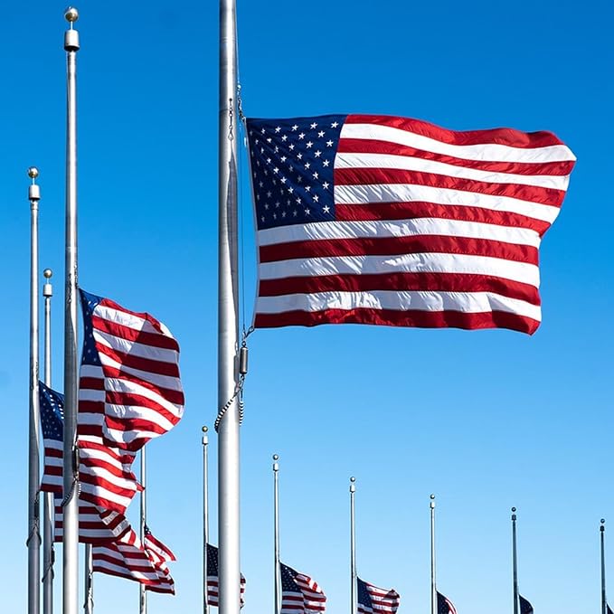 AZCOVER American Flag 8x12 FT Us Flag for Outside USA Heavy Duty Nylon American Flags for Outdoor with Embroidered Stars Sewn Stipes and Brass Grommets All Weather Lasting United States Flag