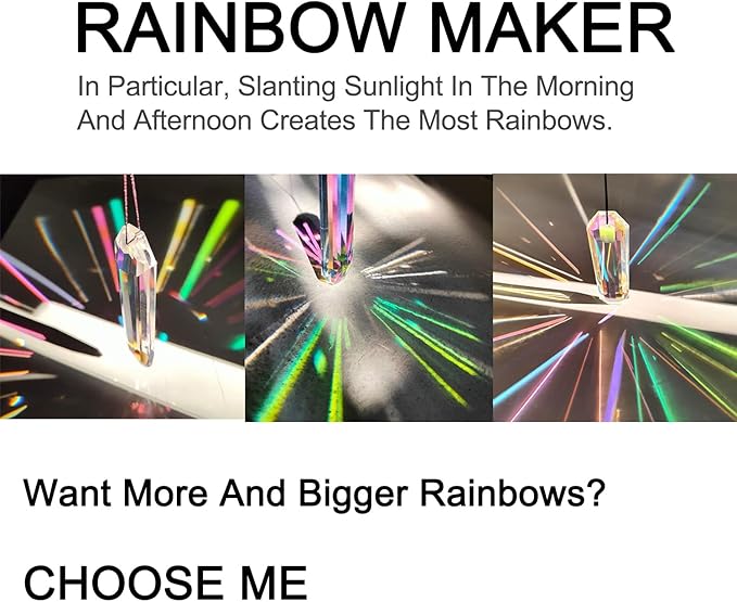 2PCS 5" Large Suncatchers Crystal Prisms, STINO Hanging Sun Catcher with Glass Prism, Rainbow Maker for Windows, Room, Garden Fantasy Aesthetic Home Decor (1, Rectangle ABColor 2Pcs)