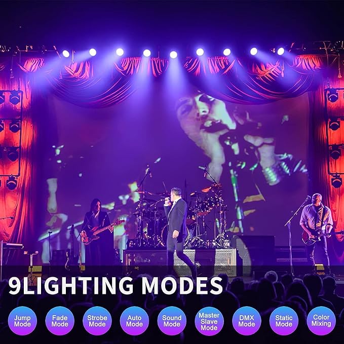 BETOPPER Stage RGB LED Par Lights, DMX Sound Activated Strobe Wash for Party, Wedding, Club, Festival