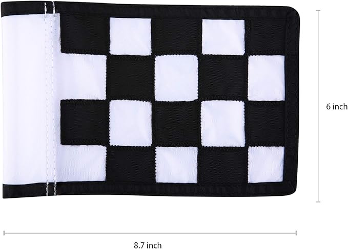 Golf Flag, Green Putting Green Flag,Solid Nylon and Checkered Training Flags for Indoor Outdoor Backyard Garden, Portable Golf Target Flags,8.7 * 6 inch (White-Black)