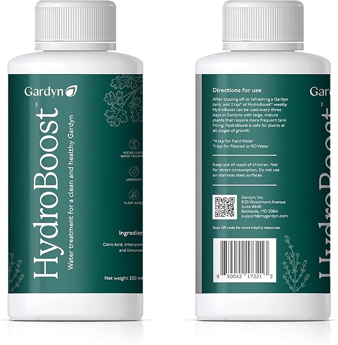 Gardyn HydroBoost for Gardyn Hydroponic Indoor Gardens - 250 ML (Plant Based Water Treatment-Lowers PH, Balances Plant Nutrients & Reduces Need for More Intensive Hydroponic Growing System Cleanings)