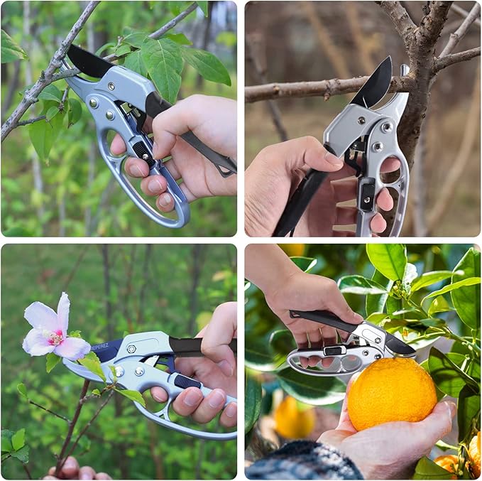 Garden Clippers, Premium Germany Pruners, Work 3 Times Easier, Professional Pruning Shears, Cutting Rose, Flower, Hedge, Stem, Sharp Scissors Gardening Tools, Arthritis Weak Hand Snips