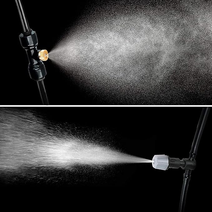 Bonviee Misters for Outside Patio, 100FT Misting Cooling System for Patio, 100FT (30M) Misting Line+28 Mist Nozzles+3/4" Brass Adapter, Pre-Assembled Garden & Greenhouse Watering System