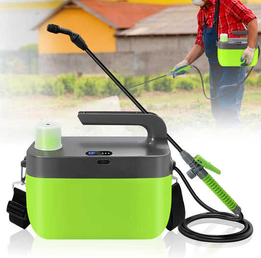 Battery Powered Garden Sprayer, 1.35 Gallon Electric Sprayer with USB Rechargeable Handle, 3 Mist Nozzles, Retractable Wand, Battery Pump Sprayers with Adjustable Shoulder Strap for Lawn and Yard