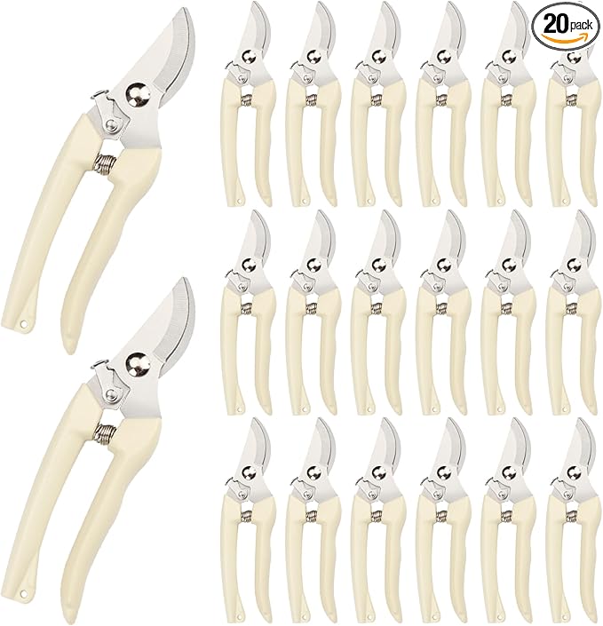 20 Pcs Garden Scissors for Plant, Tip Pruning Shears for Cutting Flowers, Trimming Plants, Bonsai and Fruits Picking (Bypass Blade Pruner)
