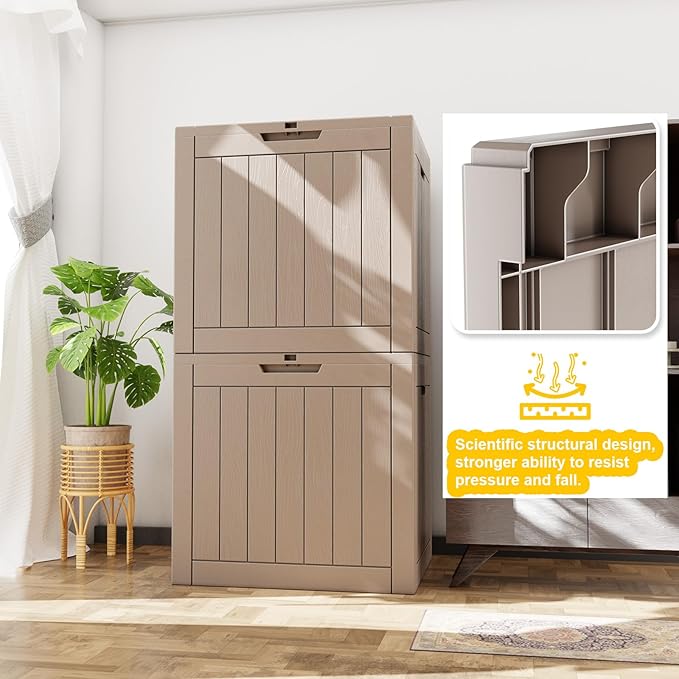 31 Gallon Waterproof Outdoor Storage Box,Resin Deck Box,Lockable Outside Storage Box Container for Patio Furniure,Garden Tools (31 Gallon,Grey)