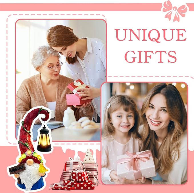 Gnome Garden Decor Statue Solar Lights Outdoor Decor with Succulent and 6 LED Lights,for Balcony,Garden,Patio,Yard,Lawn,Housewarming Birthday Gifts for Women/Mom/Grandma