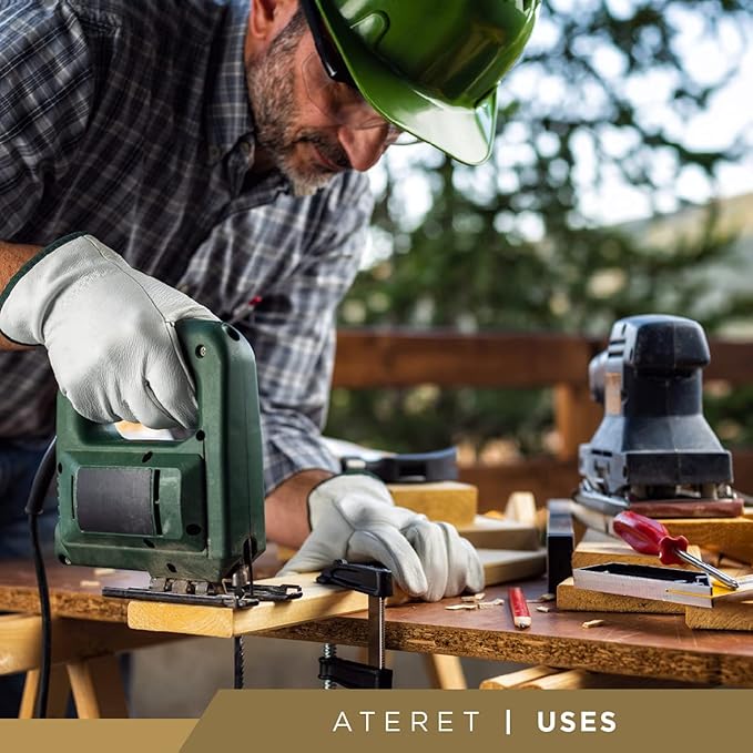 ATERET 24 Pairs 2X-Large Heavy Duty Durable Cowhide Leather Work Gloves I Driver Gloves for Truck Driving, Warehouse, Gardening, Farming