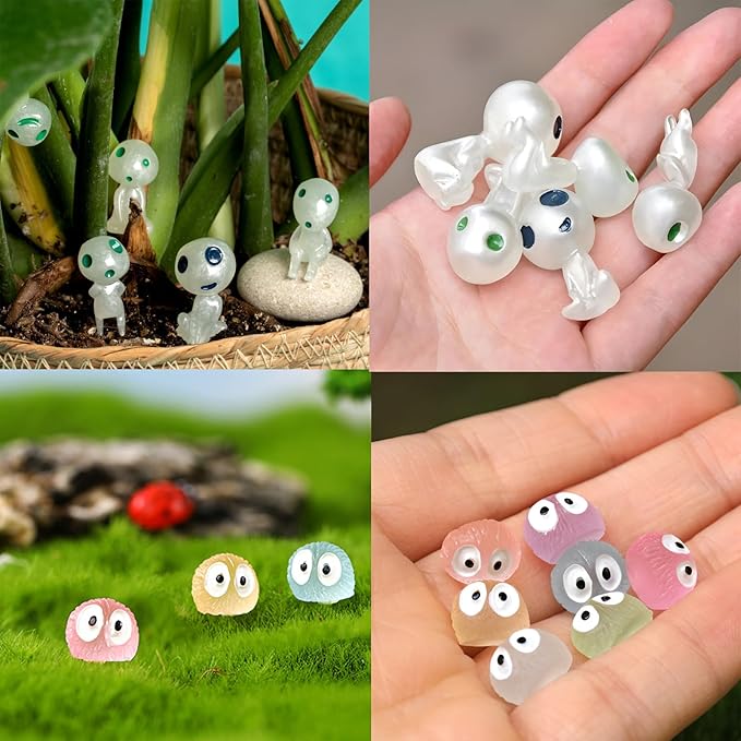 BEZALEL Glow in Dark Tree Elves, 28 Pcs Mini Fairy Garden Accessories, Luminous Ghost Micro Landscape Decorations, Miniature Glow Tree Spirits Outdoor for Bonsai Succulent Terrarium Decor