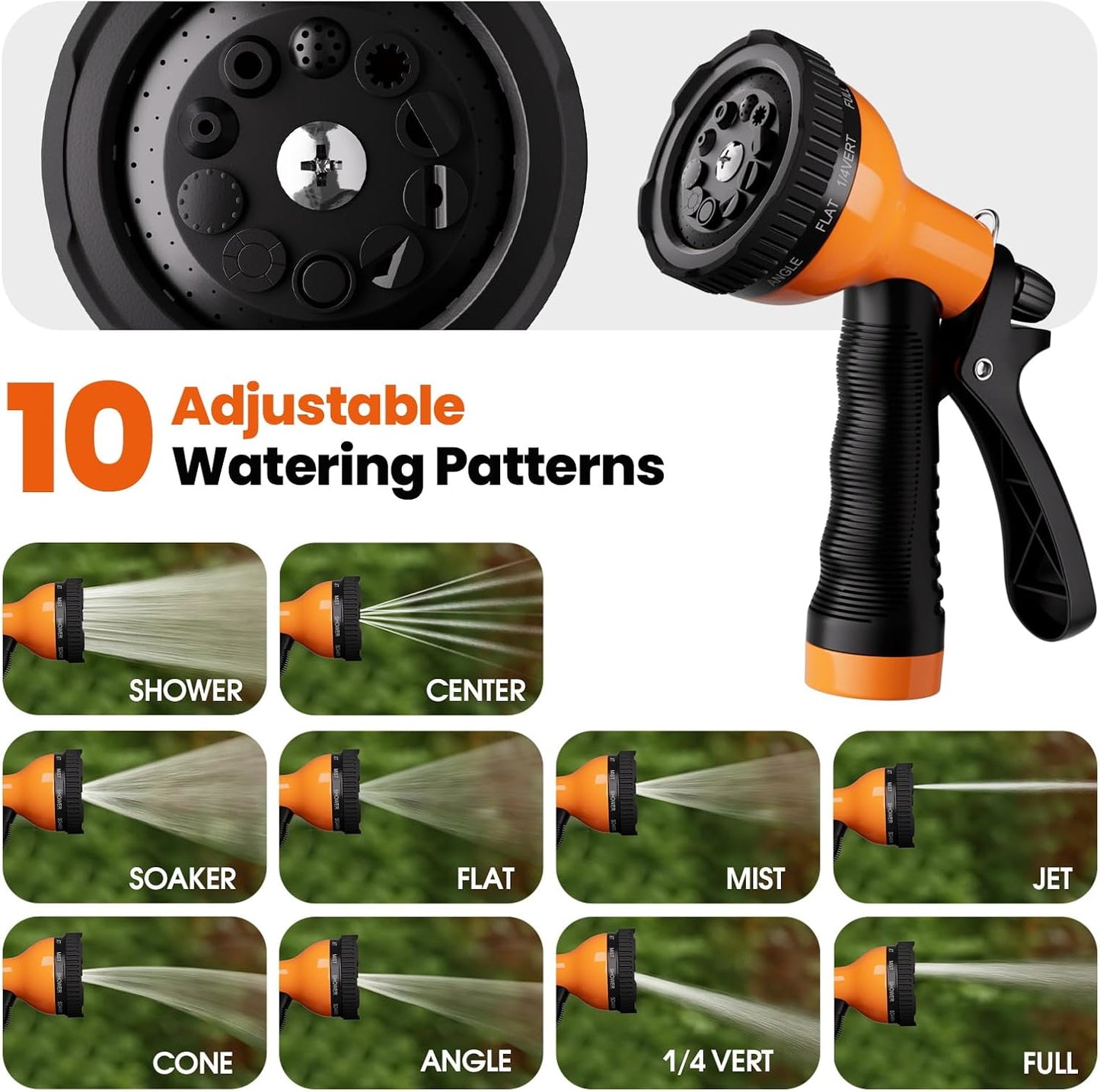 Garden Hose 50 FT, Flexible Metal Hose with 10 Function Nozzle, Kink Free, Lightweight, Durable, Crush Resistant Fitting, Easy to Coil, Puncture Proof Hose for Yard, Rv, 600 PSI 2025 New