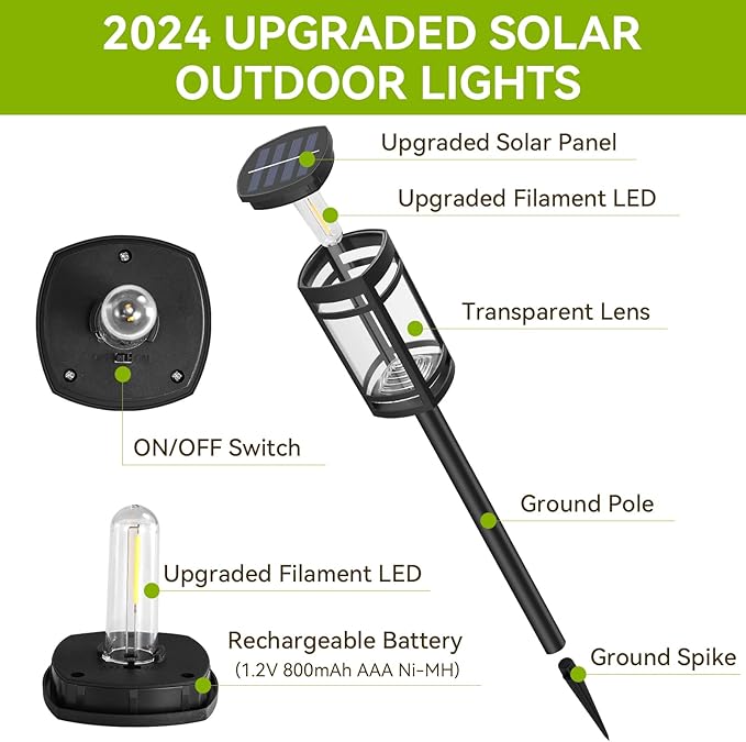 8 Pack Solar Lights Outdoor Waterproof for Garden Pathway Walkway Driveway Yard Lawn Decorative Landscape Lighting. (Cool White Light, 8)