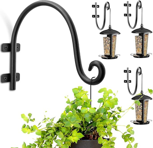 AJART Hanging Plant Hanger Outdoor: Bird Feeder Hangers for Outside - 8 inch Plant Hooks for Hanging Flower Baskets 4 Pieces