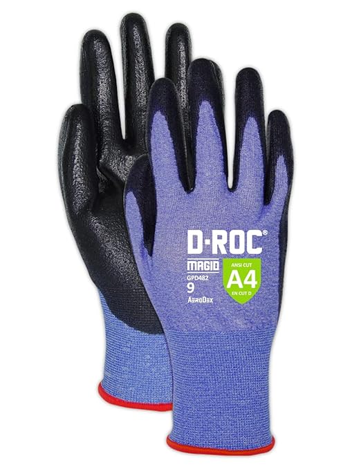 MAGID D-ROC ANSI A4 AeroDex Polyurethane Palm Coated Work Gloves, 1 Pair, Size 5/2XS, GPD482