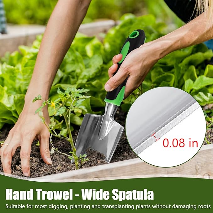 Garden Hand Tools Set,3PCS Aluminum Heavy Duty Gardening Tool Set,Weeding Tools Gardening,Soil Scoop,Hand Rake,Weeder,Non-Slip Rubber Grip, Ideal for transplanting, Weeding, Digging and Planting