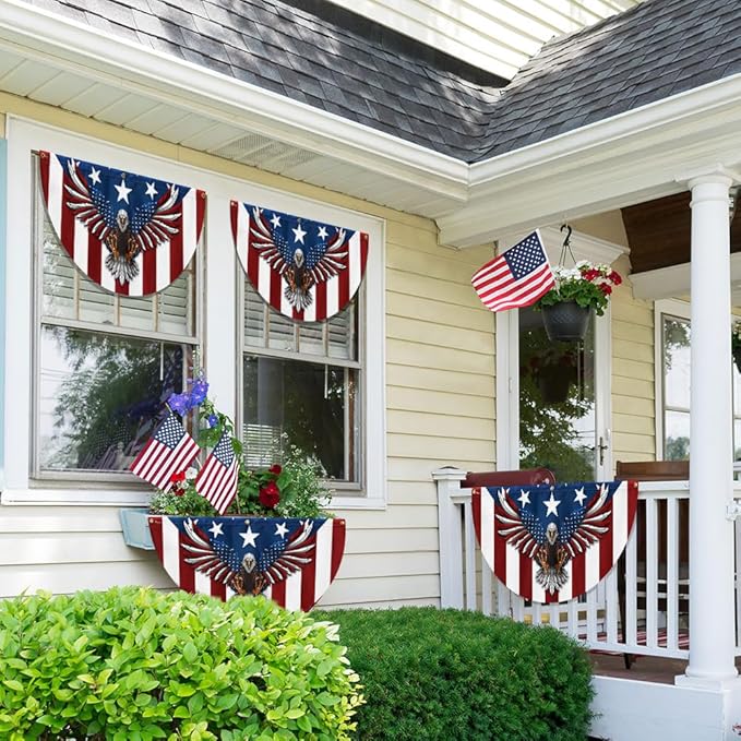 American Flag Patriotic Eagle American Non-Pleated Fan Flag TPT1636F, 1.5x3 ft, 1 Pack Suitable for Outdoor and Indoor